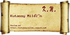 Kutassy Milán névjegykártya