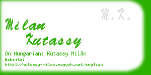 milan kutassy business card