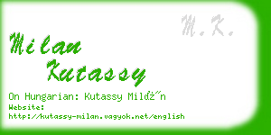 milan kutassy business card